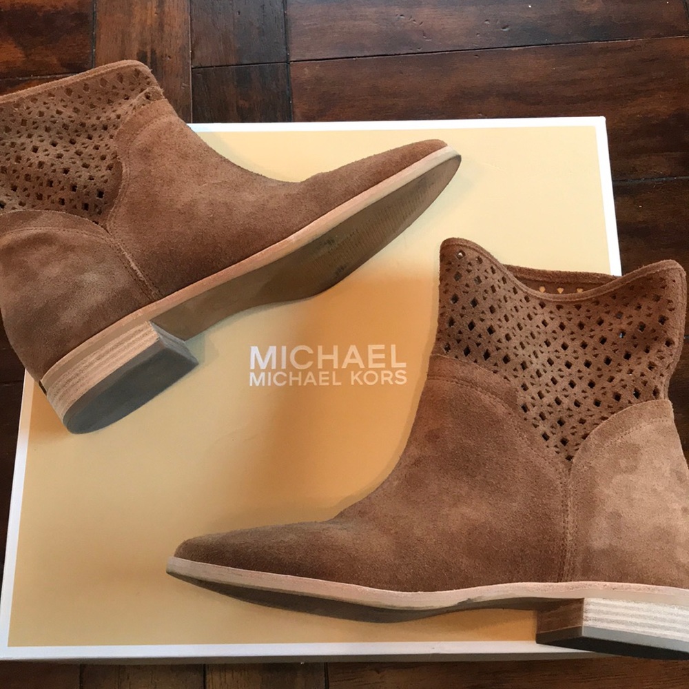 Michael Kors Sunny Bootie Suede, Dark Carmel, 7